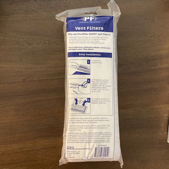 2-Purafilter 2000 12 Pack Vent Filters 4” x 12” Each Pad Lasts Up To 3 Months - Picture 4 of 4